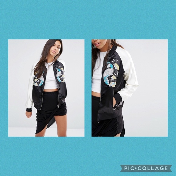 Boohoo Jackets & Blazers - Boohoo satin peacock jacket!